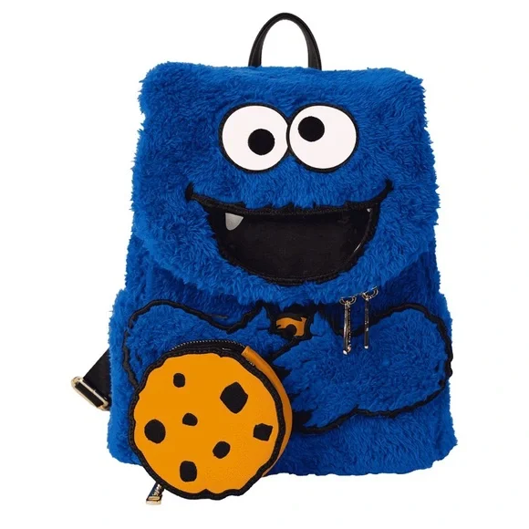 NWT Loungefly Sesame Street Cookie Monster Cosplay Mini Backpack W/Coin Bag - Picture 4 of 14